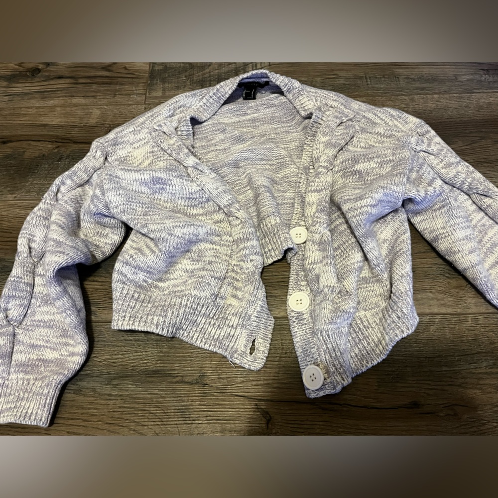 Forever 21 Purple and white swirly cardigan